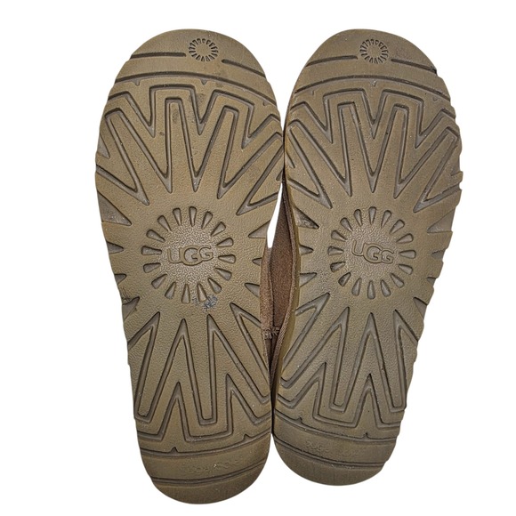 UGG Mini Bailey Button Boots Chestnut Suede Sheepskin Lined Women Size 8 - Picture 10 of 12